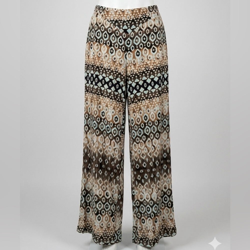 Dressbarn Boho Geometric Pattern Wide Leg Palazzo Pants Women’s Small
Flowy